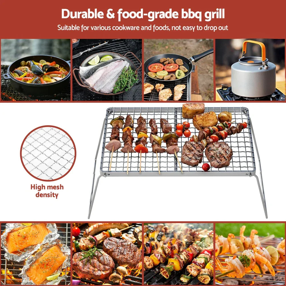 Grillz Portable BBQ Grill Charcoal Smoker Foldable Camping Outdoor - Mekamart Australia
