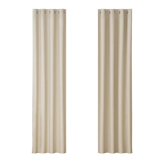 Artiss 2X Blockout Curtains Eyelet 140x230cm Beige - Mekamart Australia