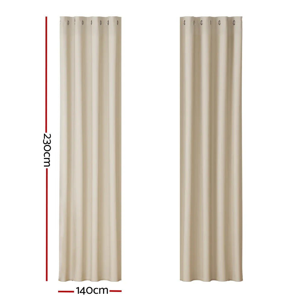 Artiss 2X Blockout Curtains Eyelet 140x230cm Beige - Mekamart Australia
