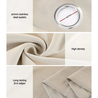 Artiss 2X Blockout Curtains Eyelet 140x230cm Beige - Mekamart Australia