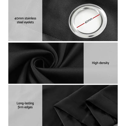 Artiss 2X Blockout Curtains Eyelet 140x230cm Black - Mekamart Australia
