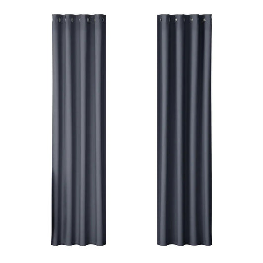 Artiss 2X Blockout Curtains Eyelet 140x230cm Charcoal - Mekamart Australia