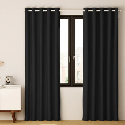 Artiss 2X Blockout Curtains Eyelet 180x213cm Black - Mekamart Australia