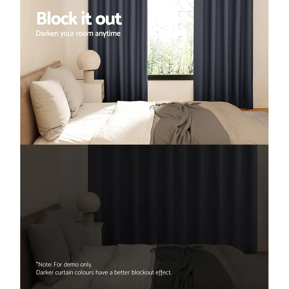 Artiss 2X Blockout Curtains Eyelet 180x213cm Charcoal - Mekamart Australia