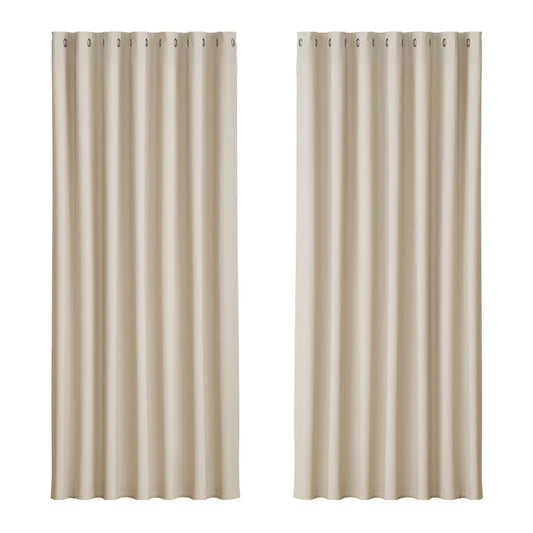 Artiss 2X Blockout Curtains Eyelet 240x230cm Beige - Mekamart Australia
