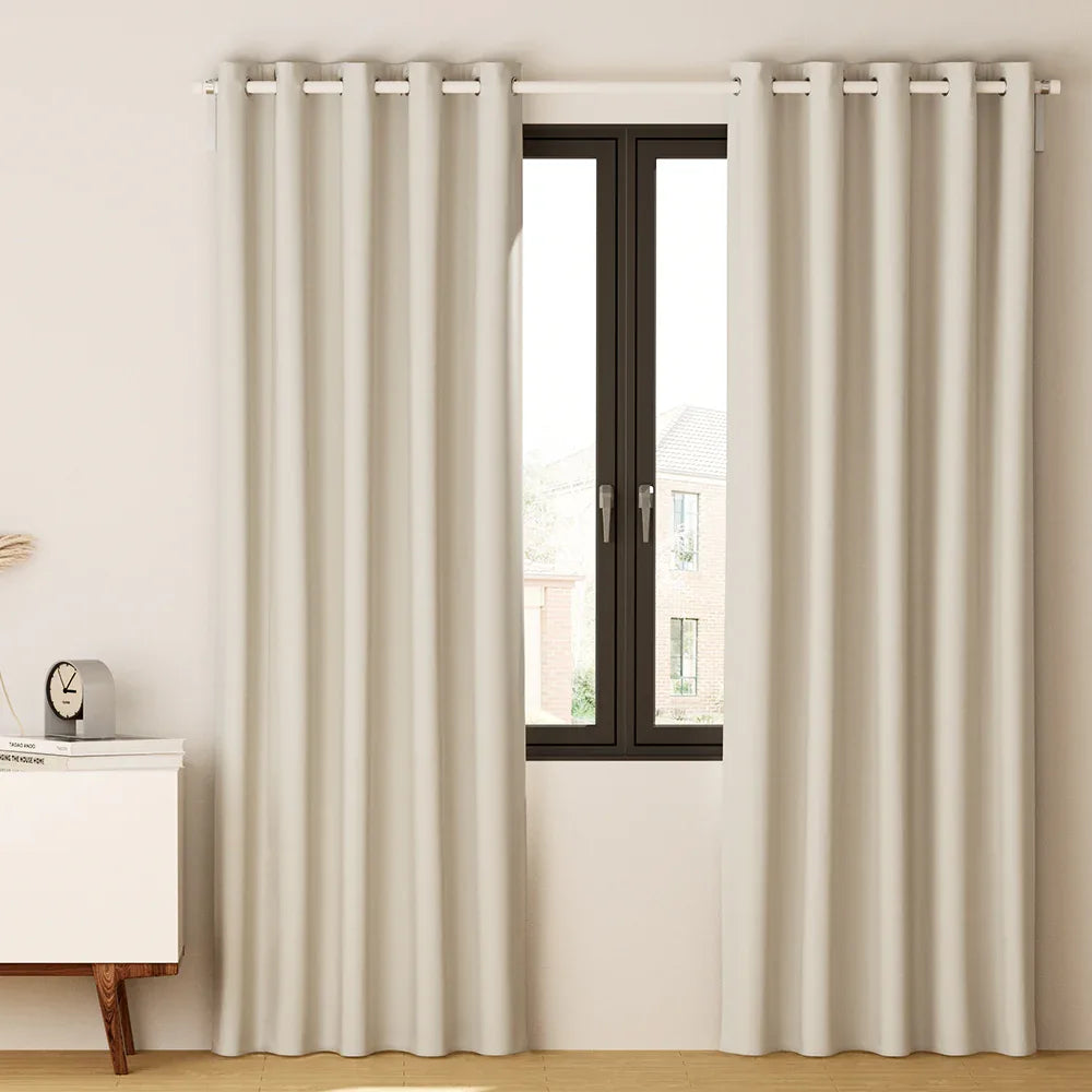 Artiss 2X Blockout Curtains Eyelet 240x230cm Beige - Mekamart Australia