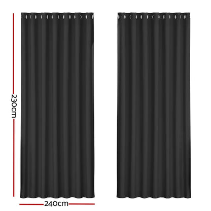 Artiss 2X Blockout Curtains Eyelet 240x230cm Black - Mekamart Australia