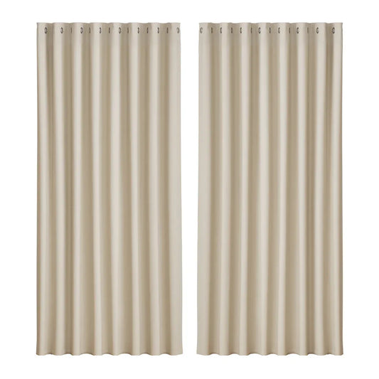 Artiss 2X Blockout Curtains Eyelet 300x230cm Beige - Mekamart Australia