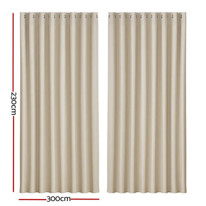 Artiss 2X Blockout Curtains Eyelet 300x230cm Beige - Mekamart Australia