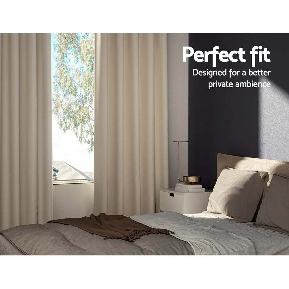 Artiss 2X Blockout Curtains Eyelet 300x230cm Beige - Mekamart Australia