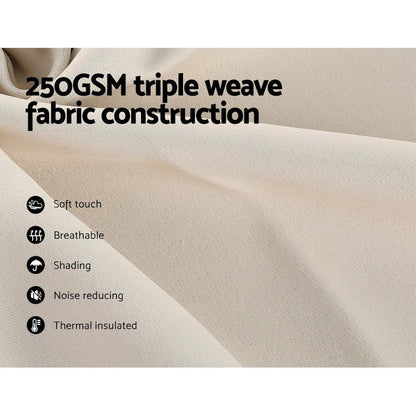 Artiss 2X Blockout Curtains Eyelet 300x230cm Beige - Mekamart Australia