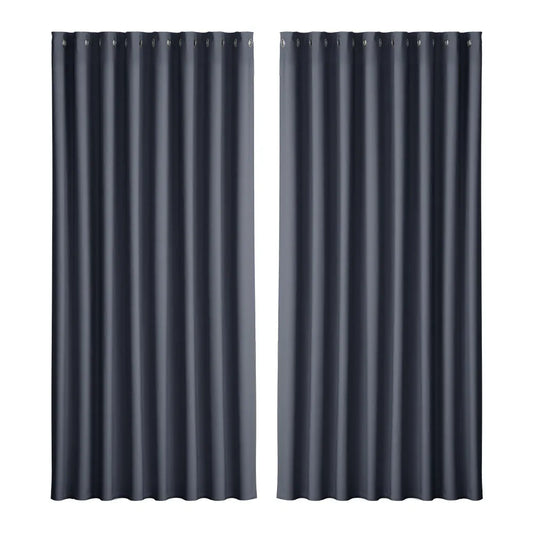 Artiss 2X Blockout Curtains Eyelet 300x230cm Charcoal - Mekamart Australia