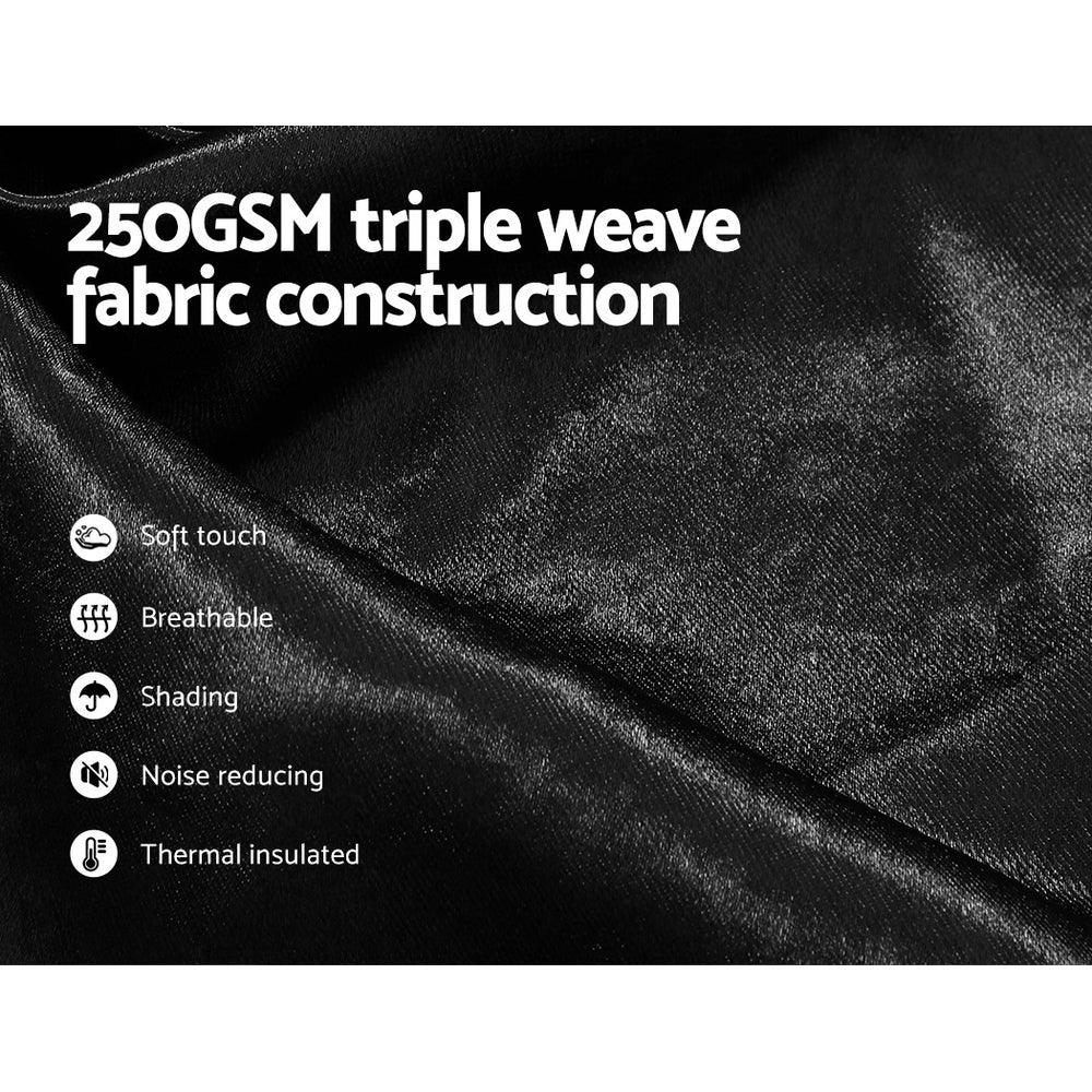 Artiss 2X Blockout Curtains Eyelet 140x230cm Black Shine - Mekamart Australia