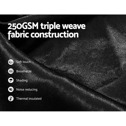 Artiss 2X Blockout Curtains Eyelet 140x230cm Black Shine - Mekamart Australia