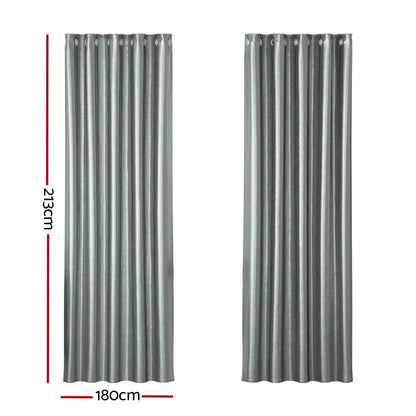 Artiss 2X Blockout Curtains Eyelet 180x213cm Grey Shine - Mekamart Australia