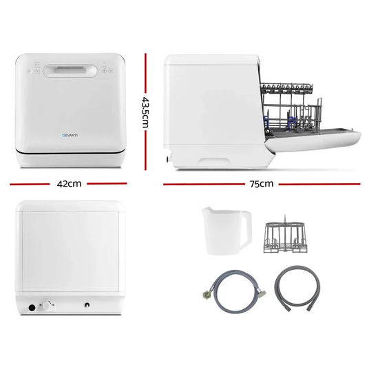 Devanti 3 Place Settings Benchtop Dishwasher - Mekamart Australia