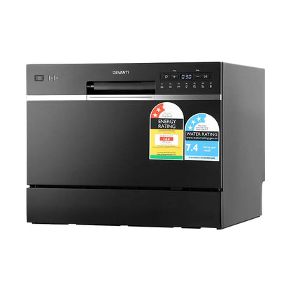 Devanti 6 Place Settings Benchtop Dishwasher Black - Mekamart Australia