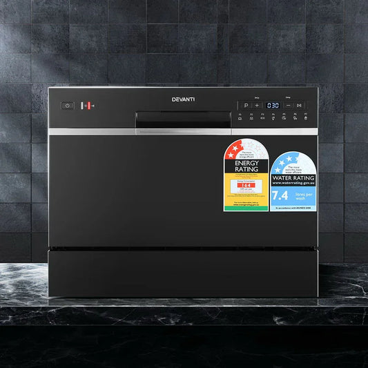 Devanti 6 Place Settings Benchtop Dishwasher Black - Mekamart Australia