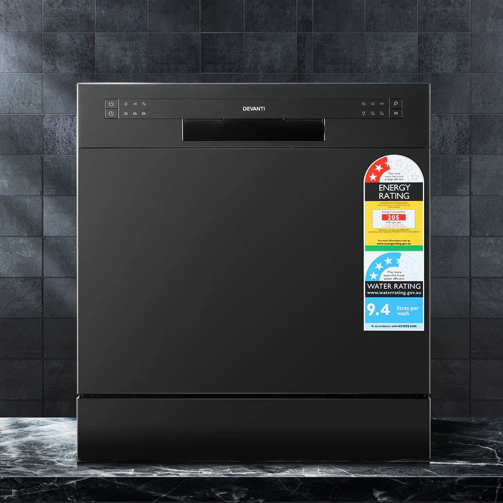 Devanti 8 Place Settings Benchtop Dishwasher Black - Mekamart Australia