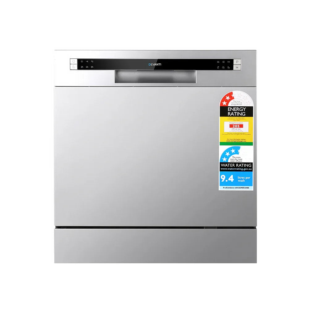 Devanti 8 Place Settings Benchtop Dishwasher Sliver - Mekamart Australia