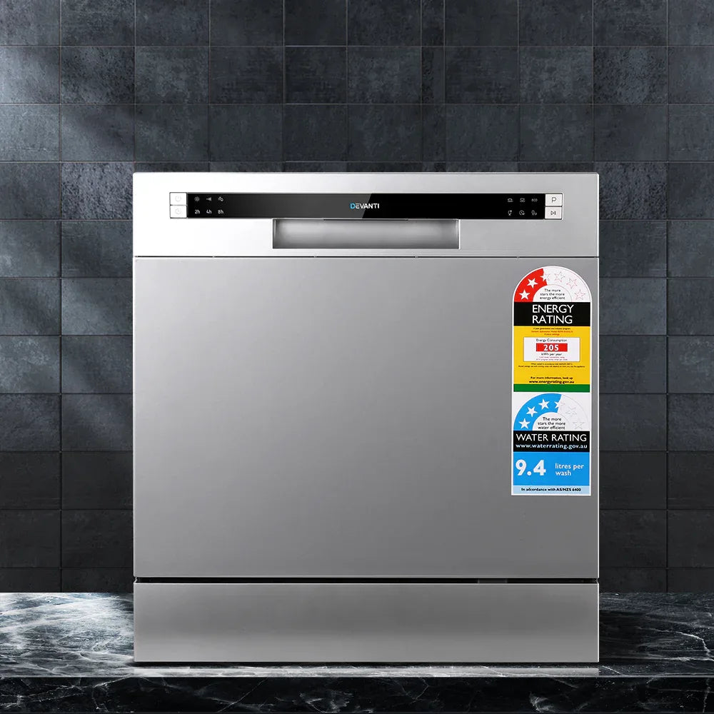Devanti 8 Place Settings Benchtop Dishwasher Sliver - Mekamart Australia