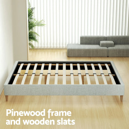 Artiss Bed Frame Double Size Beige ZORA - Mekamart Australia