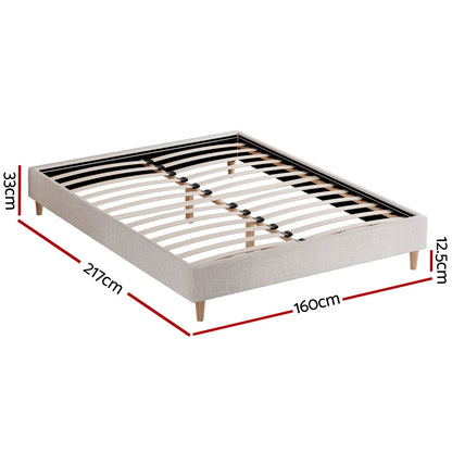 Artiss Bed Frame Queen Size Beige ZORA - Mekamart Australia