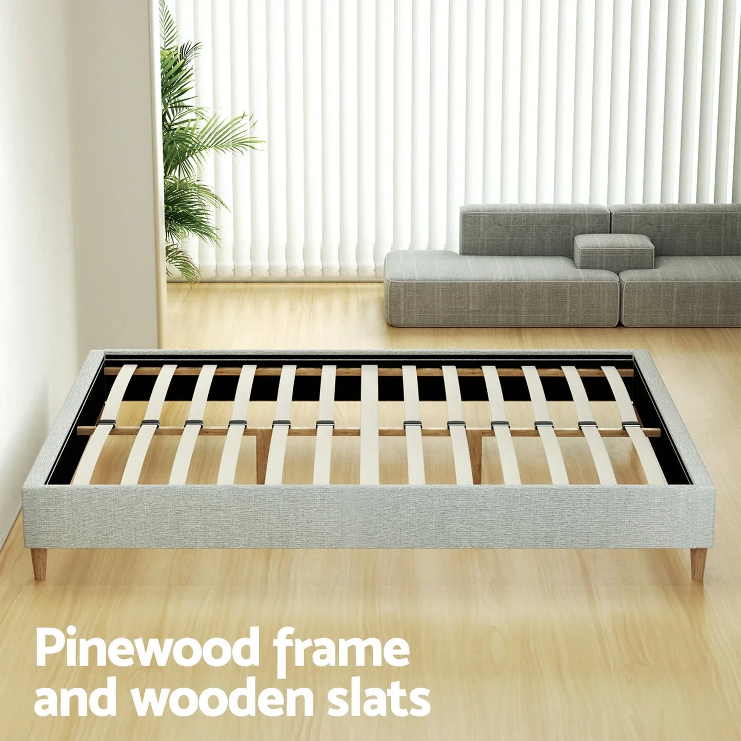 Artiss Bed Frame Queen Size Beige ZORA - Mekamart Australia