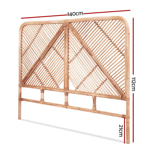 Artiss Bed Headboard Double Bedhead Rattan - FRED Pine - Mekamart Australia