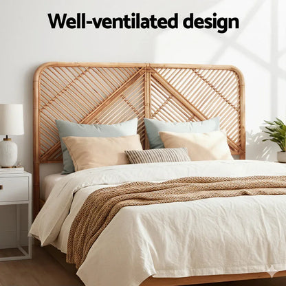 Artiss Bed Headboard Queen Bedhead Rattan - FRED Pine - Mekamart Australia