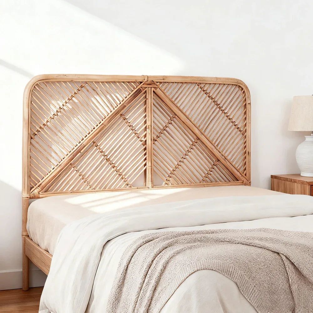 Artiss Bed Headboard Queen Bedhead Rattan - FRED Pine - Mekamart Australia