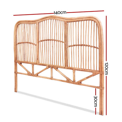Artiss Bed Headboard Double Bedhead Rattan - NERO Pine - Mekamart Australia