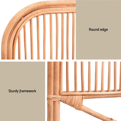 Artiss Bed Headboard Double Bedhead Rattan - NERO Pine - Mekamart Australia