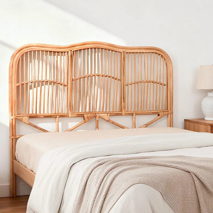 Artiss Bed Headboard Queen Bedhead Rattan - NERO Pine - Mekamart Australia