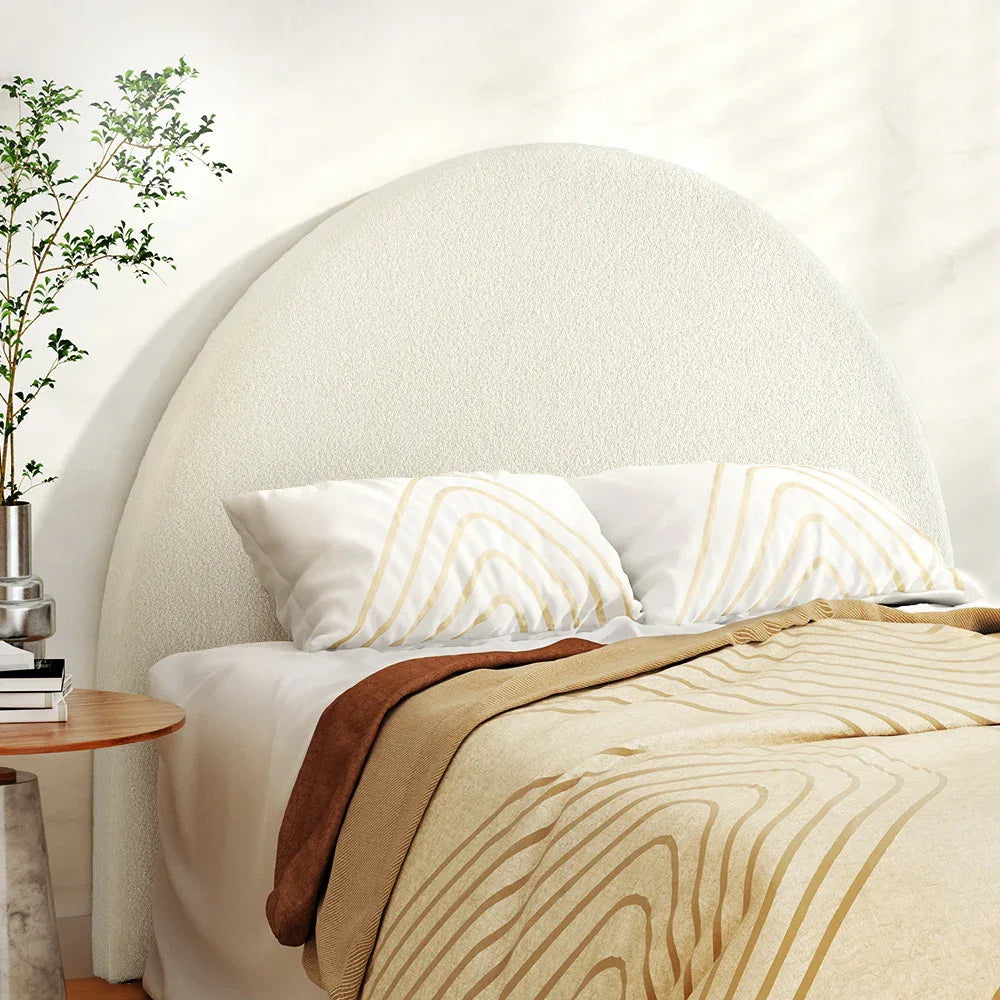 Artiss Bed Head Headboard Bed Frame Double Boucle - GREI White - Mekamart Australia