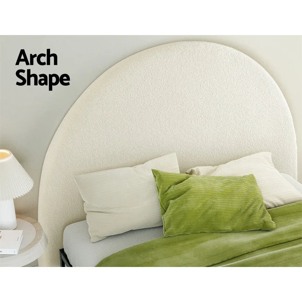 Artiss Bed Head Headboard Bed Frame Queen Boucle - GREI White - Mekamart Australia