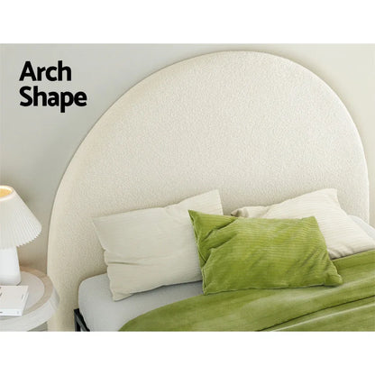 Artiss Bed Head Headboard Bed Frame Queen Boucle - GREI White - Mekamart Australia