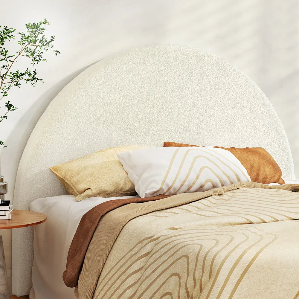 Artiss Bed Head Headboard Bed Frame Queen Boucle - GREI White - Mekamart Australia
