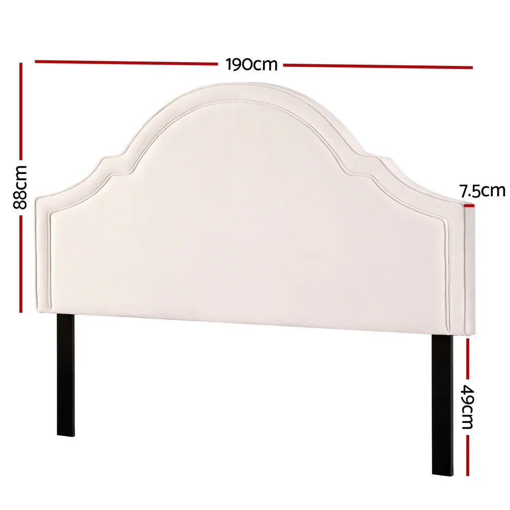 Artiss Bed Frame Bed Head Headboard King Velvet IRIS Beige - Mekamart Australia