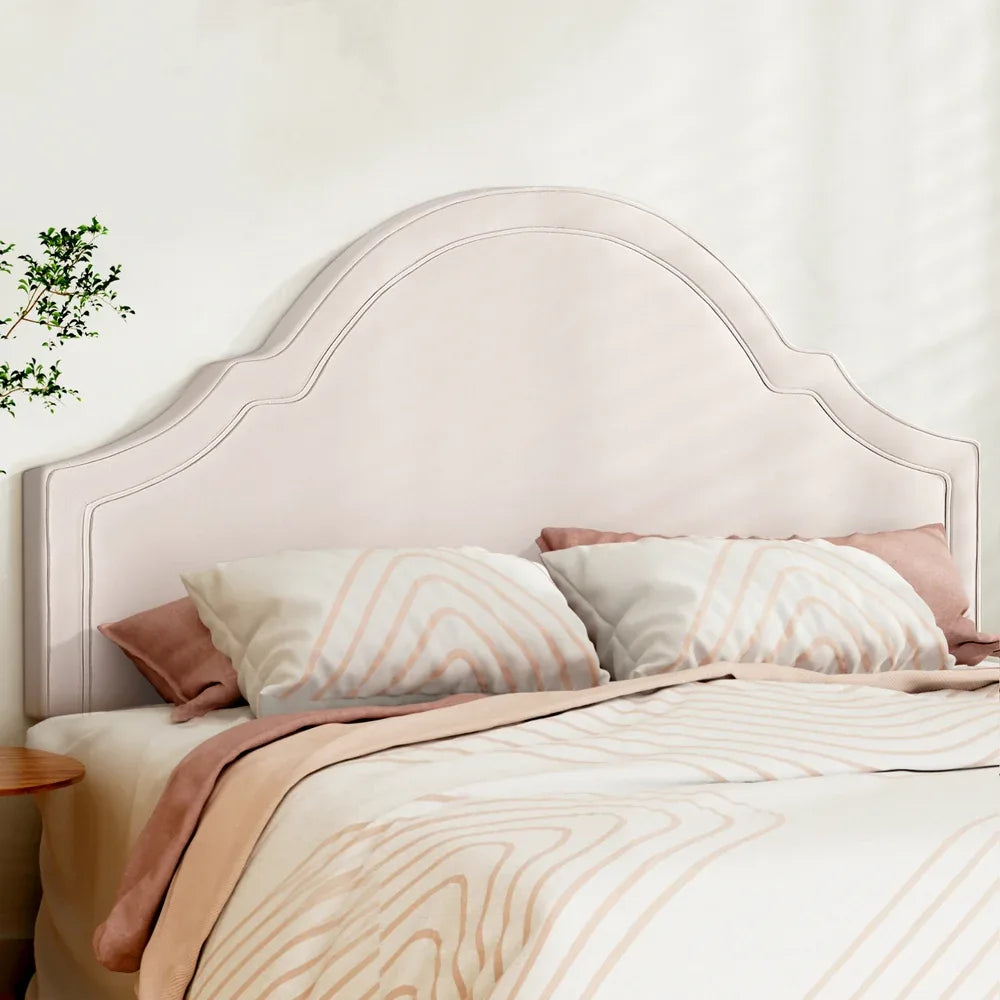 Artiss Bed Frame Bed Head Headboard King Velvet IRIS Beige - Mekamart Australia