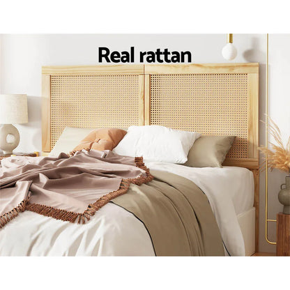 Artiss Bed Head Headboard Double Rattan - RIBO Pine - Mekamart Australia