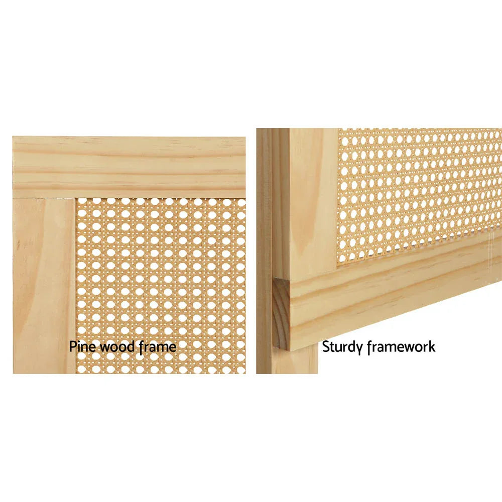 Artiss Bed Head Headboard Double Rattan - RIBO Pine - Mekamart Australia