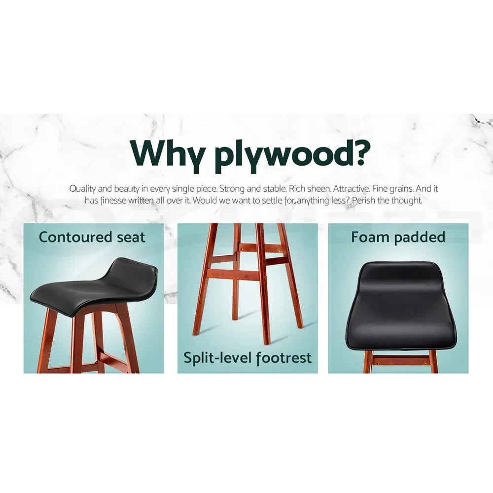Artiss 4x Bar Stools Wooden Stool Black - Mekamart Australia