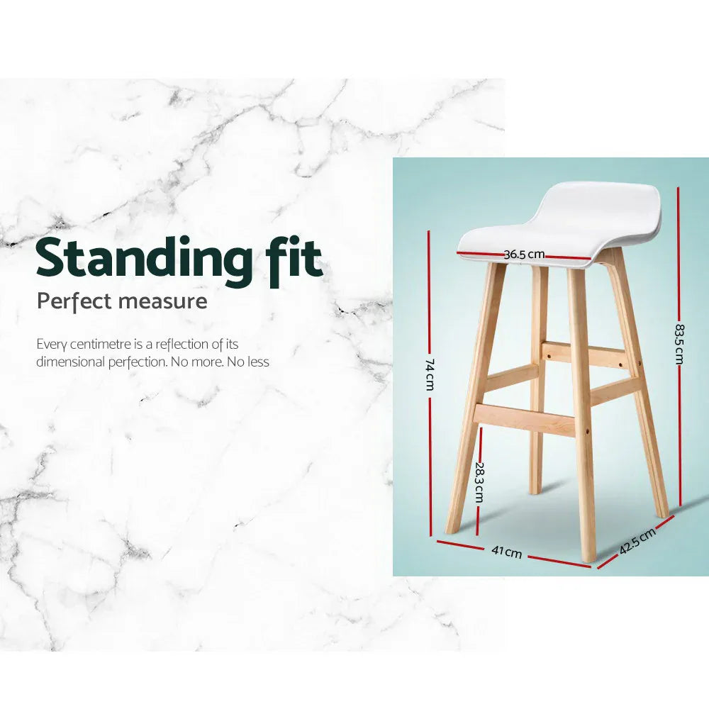 Artiss 2x Bar Stools Wooden Stool White - Mekamart Australia