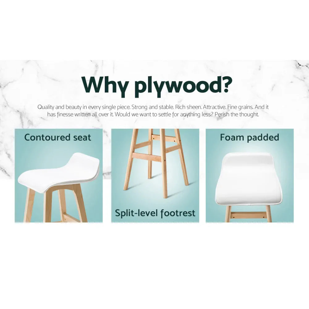 Artiss 4x Bar Stools Wooden Stool White - Mekamart Australia