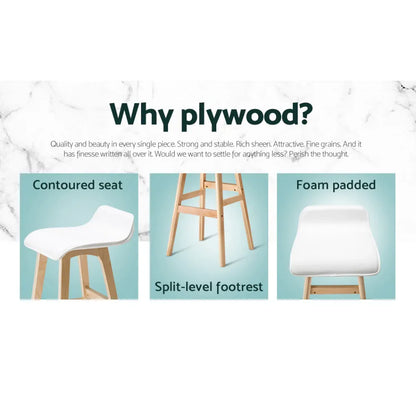 Artiss 4x Bar Stools Wooden Stool White - Mekamart Australia