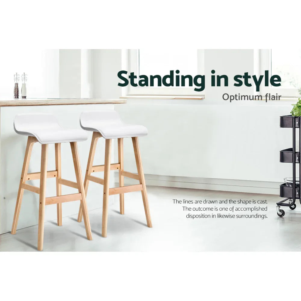 Artiss 4x Bar Stools Wooden Stool White - Mekamart Australia