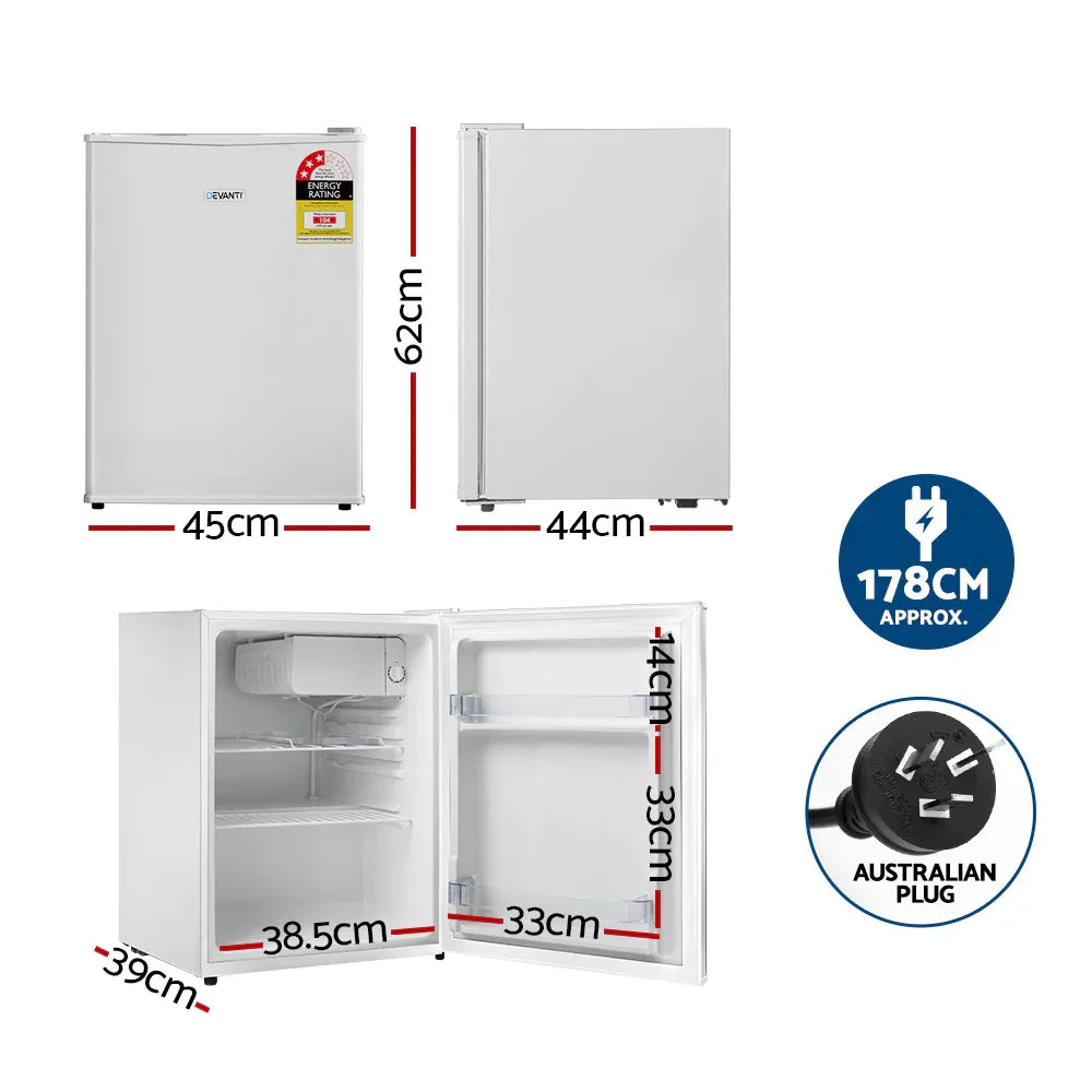 Devanti 70L Portable Mini Bar Fridge - White - Mekamart Australia