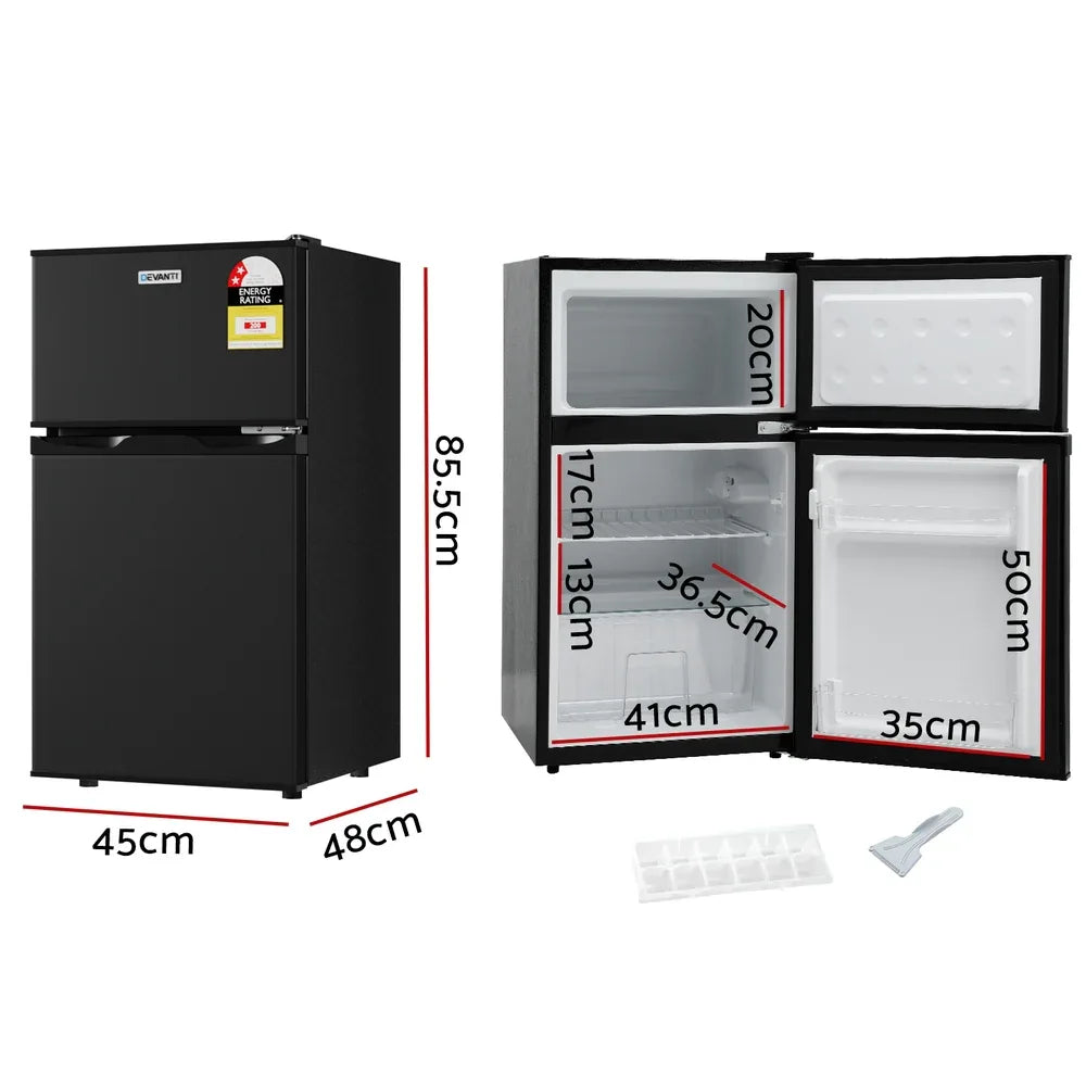 Devanti 85L Bar Fridge Mini Freezer Refrigerator Black - Mekamart Australia