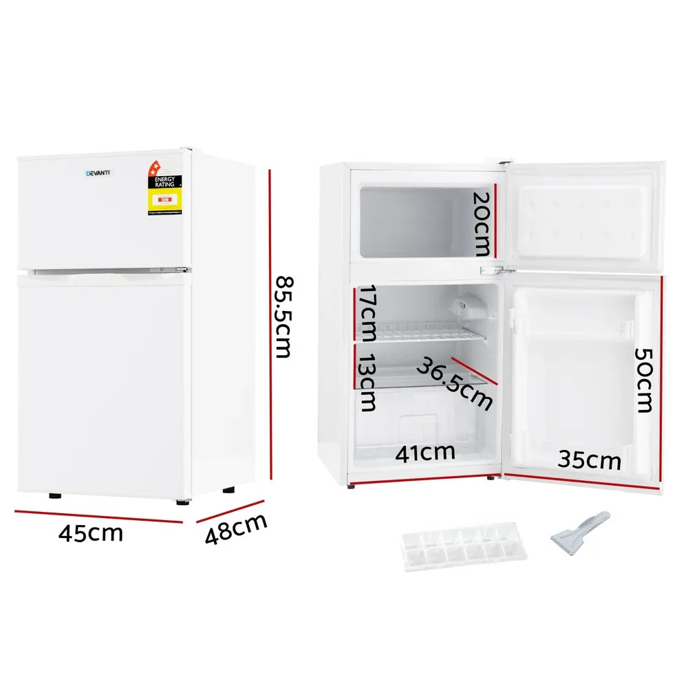 Devanti 85L Bar Fridge Mini Freezer Refrigerator White - Mekamart Australia